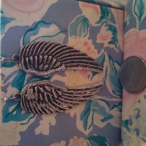 Silver tone Angel Wing Earrings